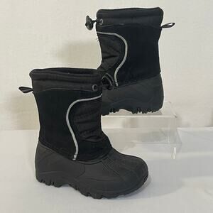 Sporto Toddler Boys Winter Boots Size 5 Black Suede Rubber Waterproof Pull On